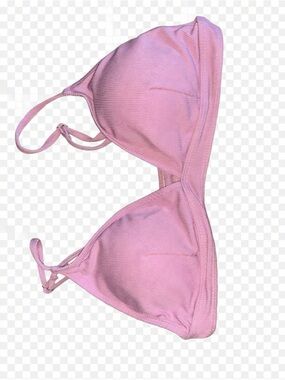 Source Unknown Light Pink Ribbed Triangle Bikini Top